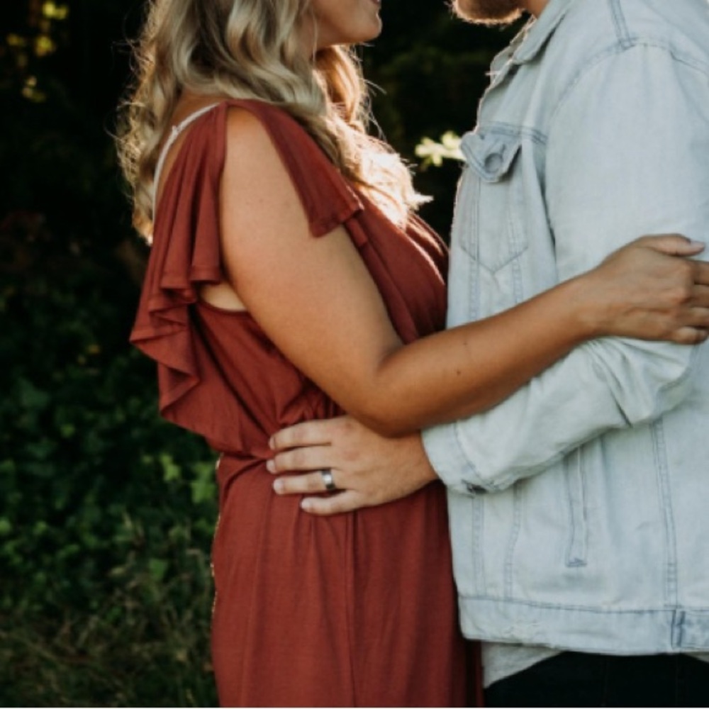 Rust/burnt orange Ruffled jumpsuit - Picture 2 of 6